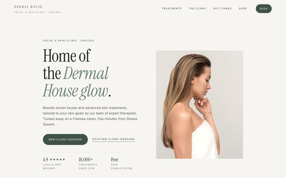 Dermal House demo site homepage